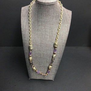 GEORGE Chunky Chain Necklace Purple Gold Soft Girl Retro BoHo